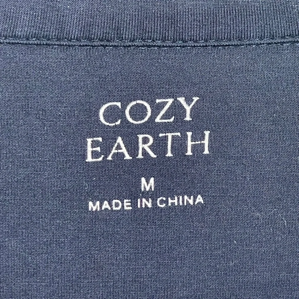 Cozy Earth‎ Pajama Top Womens Medium Navy Blue Bamboo Viscose Long Sleeve Piping